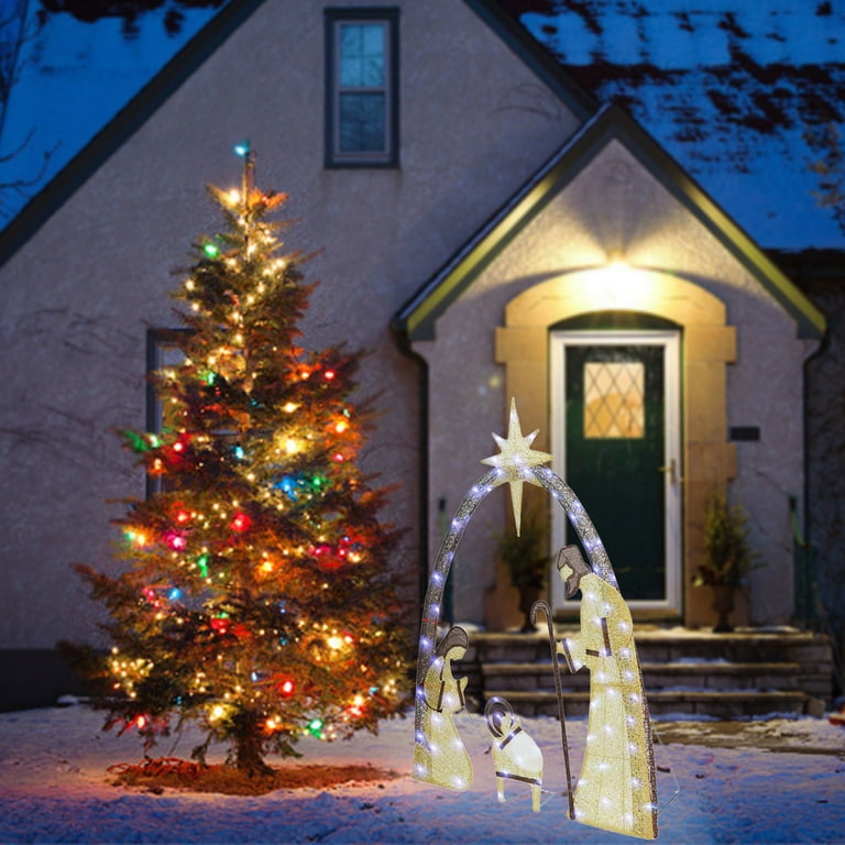 Outdoor nativity set sale lighted