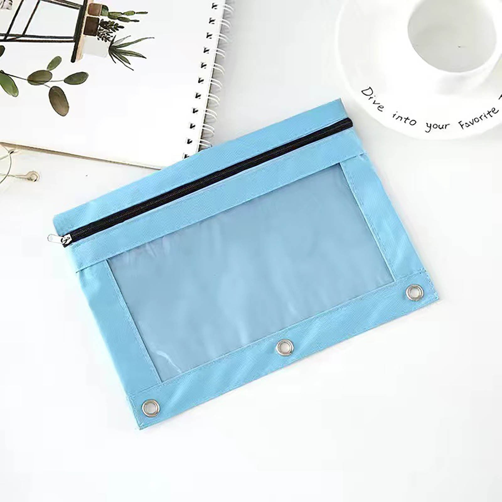 Holloyiver Pencil Pouches with 3 Ring Binder, Smooth Zipper 3 Ring