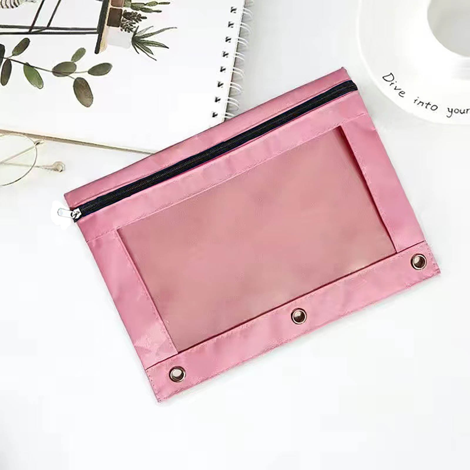 Holloyiver Pencil Pouches with 3 Ring Binder, Smooth Zipper 3 Ring