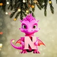 thumbnail image 1 of Holloyiver Personalized Pink Dinosaur Christmas Ornament, 26 Letters Hanging Pendant Ornaments, Plastic Initial Monogram Xmas Tree Decorations with Hanging Rope, Customized Funny Gift for Kids, 1 of 9