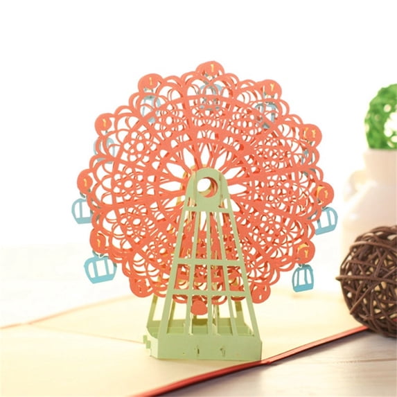 Holloyiver Pop Up Birthday Cards, 3D Ferris Wheel Paper Birthday Cards for Women with Lay Flat Display Widget, Greeting Cards with Envelopes for Christmas Valentine's Day