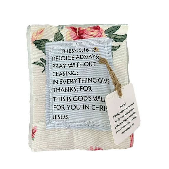 Holloyiver Prayer Quilt with Cross Inside, 4.3 x 4.9 Inch Pocket Prayer Quilt, Pocket Prayer Quilt with Wooden Cross Inside, Vintage Prayer Quilt Squares, Handmade Colorful Sew