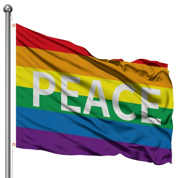 Holloyiver Rainbow Peace Letter Flag for Indoor and Outdoor 3X5 FT Print One Side