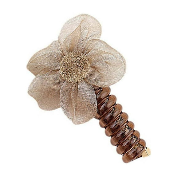 Holloyiver Ribbon Flower Telephone Wire Hair Bands for Kids, Spiral Hair Ties Phone Cord, Phone Cord Straight Spiral Hair Ties