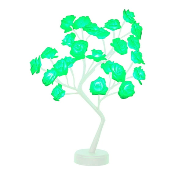 Holloyiver Rose Flower Tree Lamp, 24 Led Rose Table Lamp Gift for Girls Woman Teens Home Decor USB & Battery Powered for Bedroom Living Room Party Wedding Valentine's Day Decor