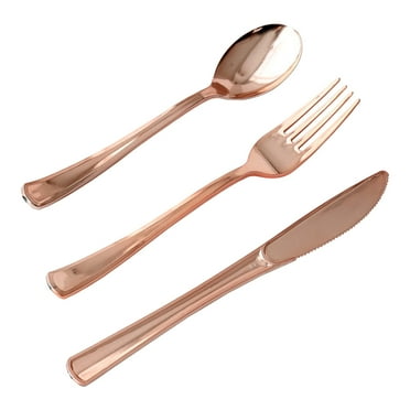 Efavormart 24 Pack | Elegant Clear Gold Glittered Heavy Duty Plastic Utensil Set, Fancy ...