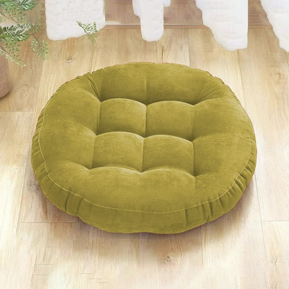 Holloyiver Round Floor Seat Pillows Cushions 15.7" x 15.7", Soft Thicken Yoga Meditation Cushion, Tufted Corduroy Tatami Floor Pillow Reading Cushion, Chair Pad Casual Seating, Green