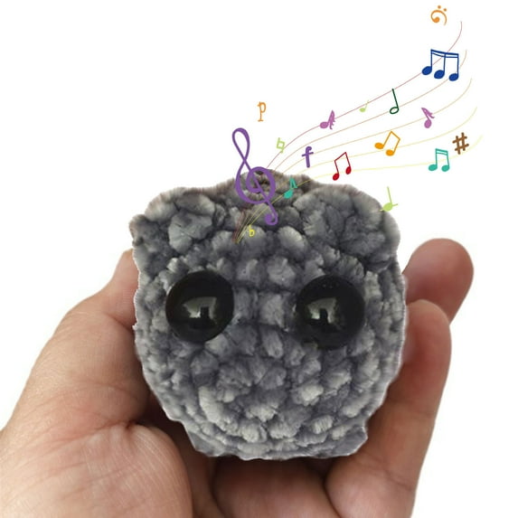 Holloyiver Sad Hamster Plush with Sound and Keychain, Cute Handmade Knitted Sad Hamster Crochet Plush with Built-in Violin Sound Keychain Toys for Friends and Partner