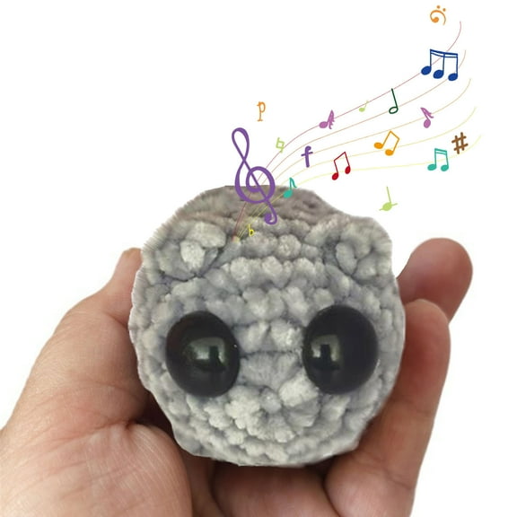 Holloyiver Sad Hamster Plush with Sound and Keychain, Cute Handmade Knitted Sad Hamster Crochet Plush with Built-in Violin Sound Keychain Toys for Friends and Partner
