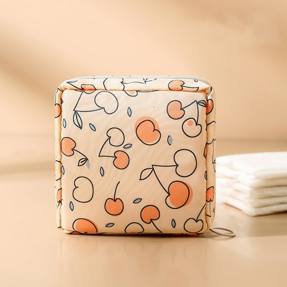 Holloyiver Sanitary Napkin Storage Bag, Portable Menstrual Pad Bag Tampons Collect Bags, Zipper Nursing Pad Holder Tampon Bag Sanitary Organizer for Women and Girls, 4.7"Lx4.7"Hx1.5"W
