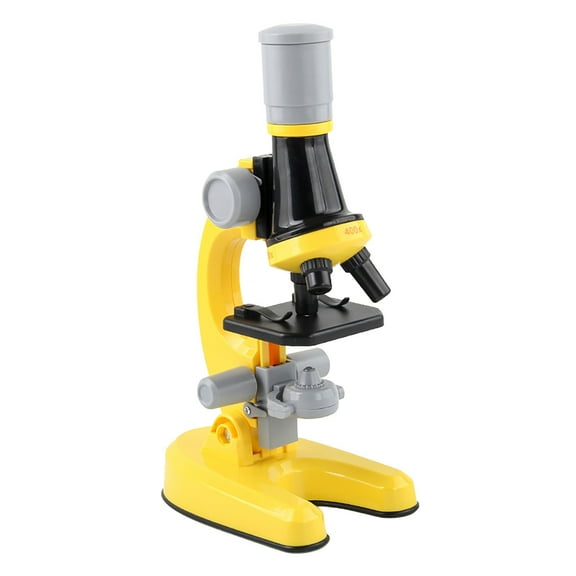 Holloyiver Science Kits for Kids Beginner Microscope with LED, 100X 600X and 1200X-Include Sample Prepared Slides 4pc- Educational Toy Birthday Valentine's Day Gift (Yellow)
