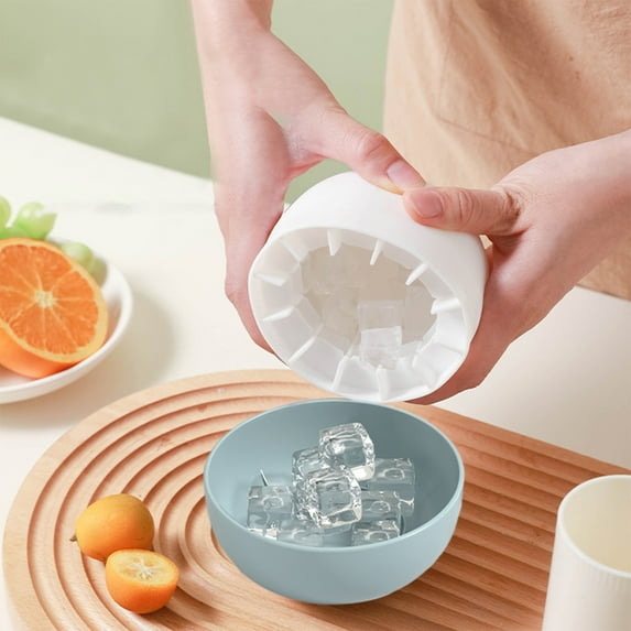 Holloyiver Silicone Ice Cube Molds, Cylinder Ice Cube Maker Cup Upgrade 3D Ice Molds Press Type Easy Release Ice Cup, Holds to 60 Ice Cubes Portable Ice Bucket Mold
