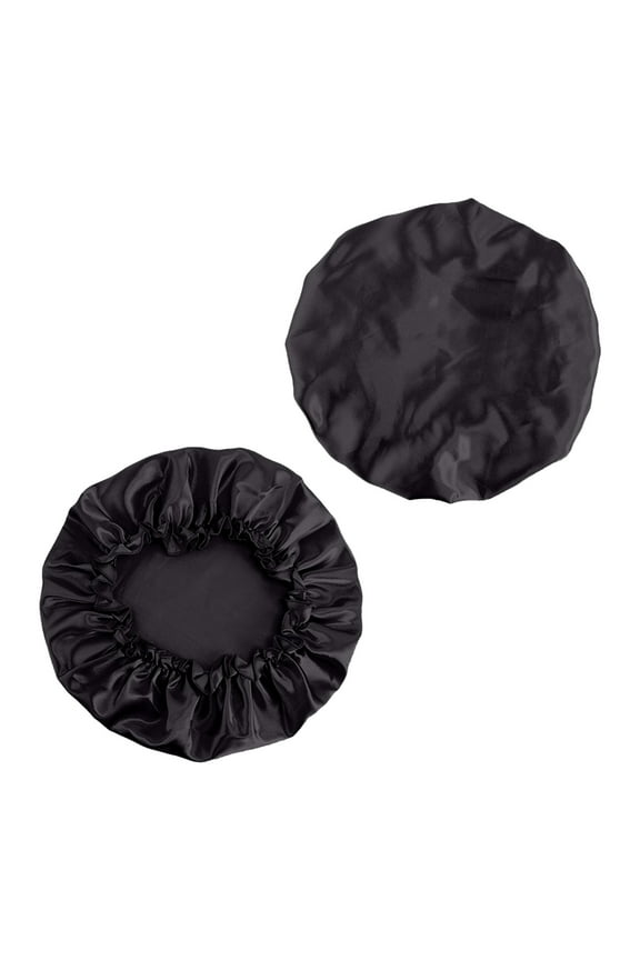 Silk Bonnet for Sleeping, Reusable Satin Hair Bonnets, Soft Elastic Band Silk Sleep Cap, Hair Wrap for Women (Black)