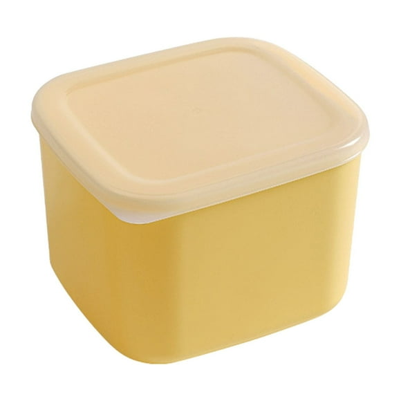 Holloyiver Sliced Cheese Container for Fridge, Yellow Plastic Butter Block Cheese Slice Storage Box with Flip Lid for Refrigerator Food Vegetable, 4.7"L x 4.3"W x 3.5"H