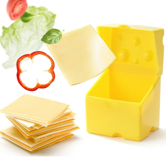 Holloyiver Sliced Cheese Refrigerator Storage Container, Butter Block Cheese Slice Storage Box with Flip Cover, Cheese Slice Holder Sliced Cheese Saver Refrigerator Food Saver