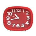 thumbnail image 1 of Holloyiver Small Battery Operated Alarm Clock, 4.5 inches Bedside Analog Non-Ticking Silent Small Desk Clock with Arabic Numerals, Table Clock for Living Room, Bedroom (Red), 1 of 4