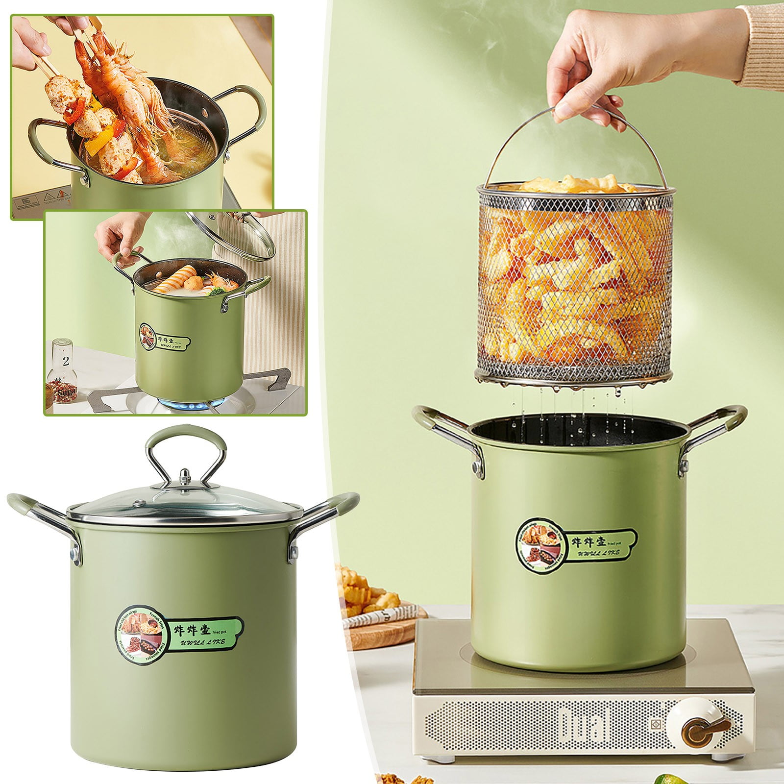 Holloyiver Small Deep Fryer Pot, Mini Deep Oil Fryer with Anti-scalding ...