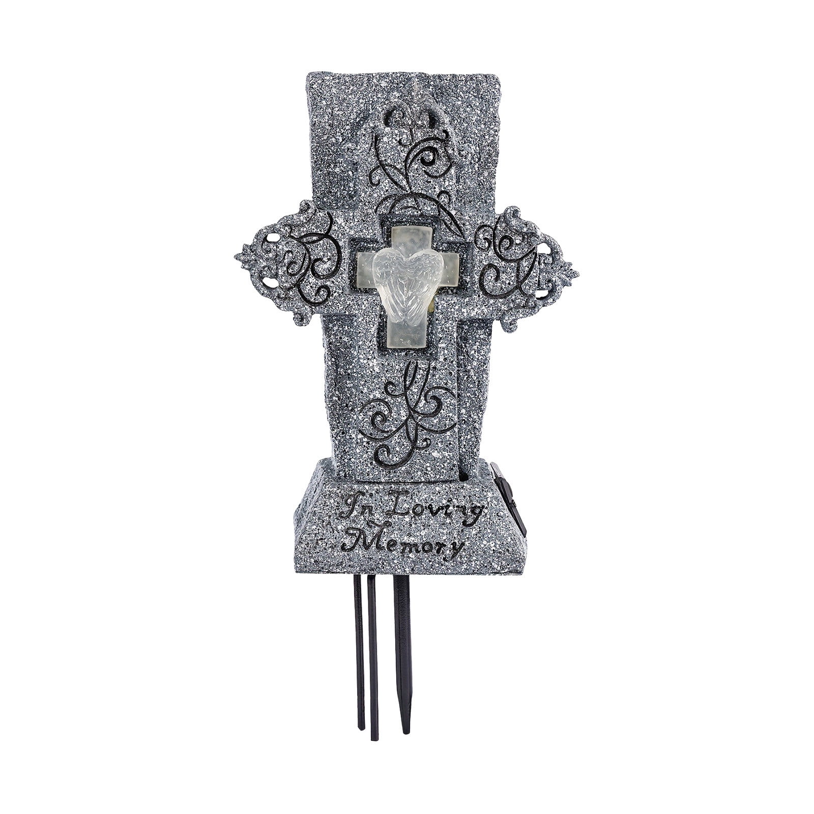 Holloyiver Solar Cemetery Grave Vase with LED for Flowers, Headstones