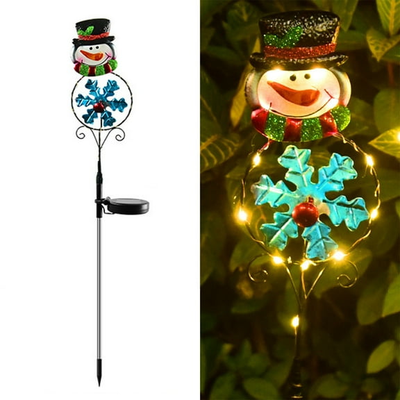 Holloyiver Solar Christmas Yard Decorations, Outdoor LED Solar Powered Snowflake Xmas Pathway Lights, Metal Garden Stake Lights, Snowman Santa Christmas Lawn Yard Ornament