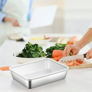  304 Stainless Steel Square Food Storage Container with Lids &  Handle Airtight Metal Food Containers Stackable Meal Prep Leftover  Containers for Freezer Fridge Oven Dishwasher Safe ( Size : 4700ML )