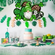 Holloyiver St Patrick's Day Sign Shamrock Leprechaun Wooden Hanging Sign, Wood St Patrick's Day Wreath, Farmhouse St Patrick's Day Front Door Decorations Irish Welcome Board Home Wall Decor