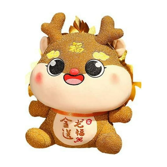 Holloyiver Stuffed Dragon Toy 2024 Chinese Lunar New Year Zodiac Dragon Animal Ornament Mascot Plush Dragon Stuffed Lucky Doll for Spring Festival Gift Home Office Decor