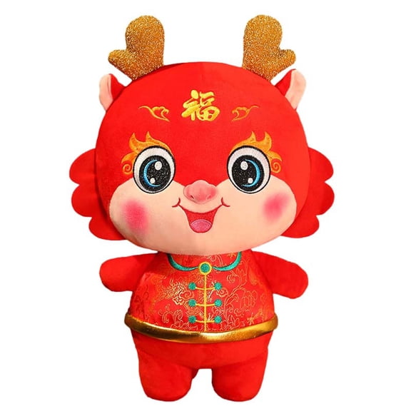 Wadada Stuffed Dragon Toy 2024 Chinese Lunar New Year Zodiac Dragon Animal Ornament Mascot Plush Dragon Stuffed Lucky Doll for Spring Festival Gift Home Office Decor, 7.9Inch