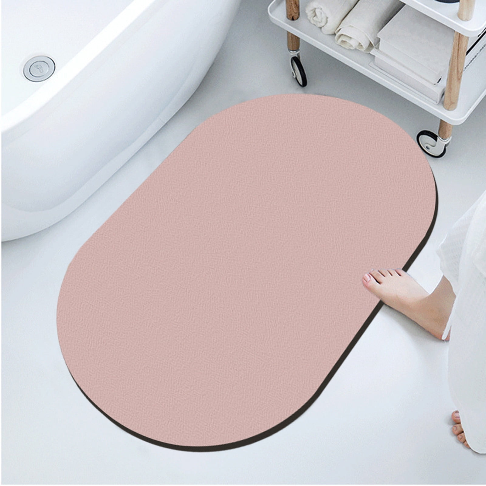Holloyiver Super Absorbent Bath Floor Mat, Thin Bathroom Rugs with