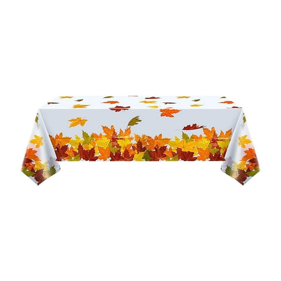 Holloyiver Thanksgiving Fall Tablecloth With Pumpkin Leaves, Autumn Tablecloth Disposable Waterproof Manageability Table Cloths For Thanksgiving Decor, 9Ft*4.5Ft