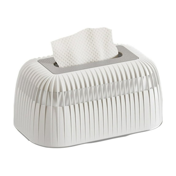 Holloyiver Tissue Box Cover, Rectangular Desktop Facial Paper Holder Dispenser, Prefert for Storage on Bathroom Vanity, Kitchen, Night Stand, Countertops Office and Car (White)