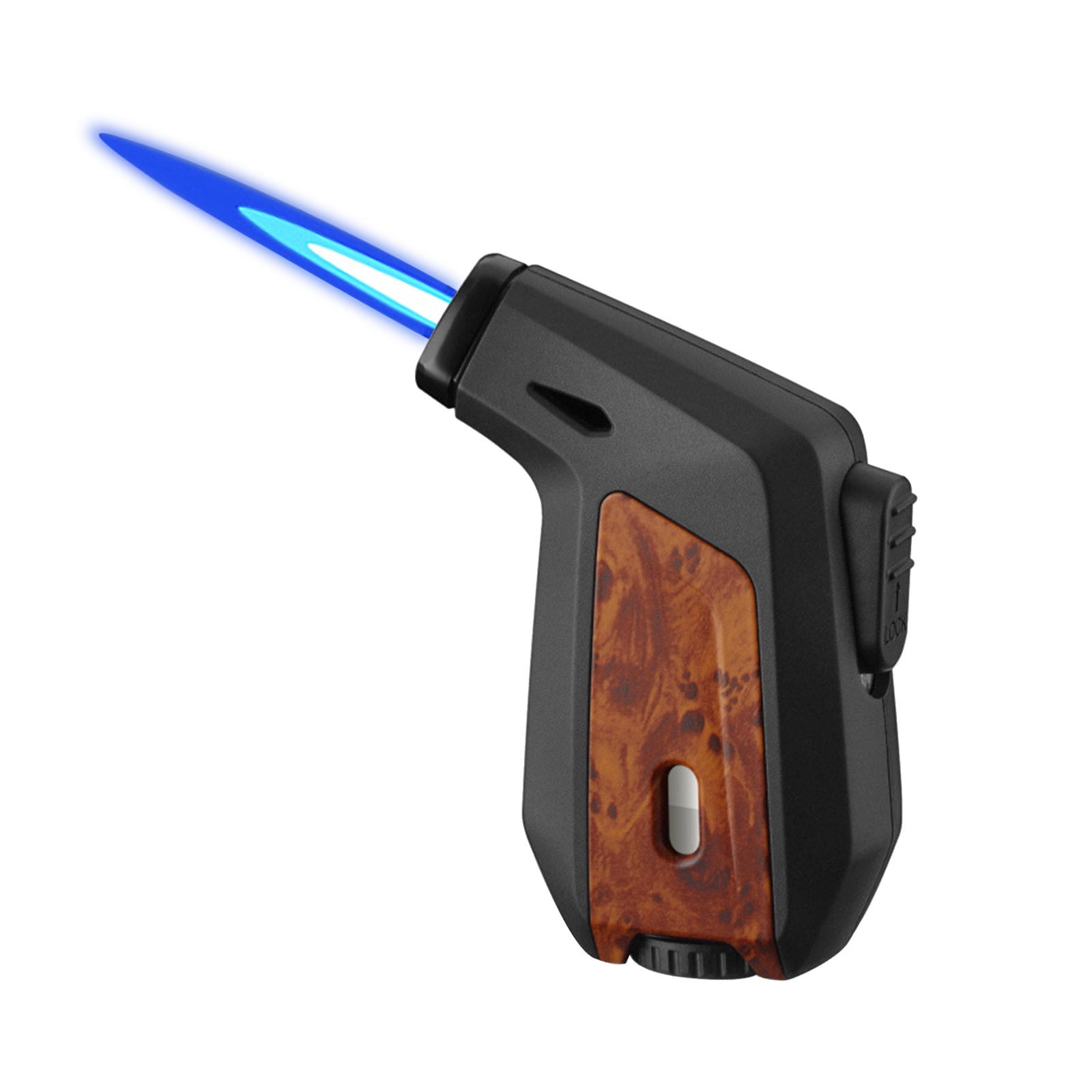 Butane Torch Lighter Windproof Single Jet With Cigar Cutter - Refillable Metal Lighter