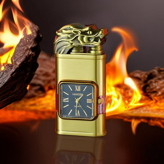 Holloyiver Torch Lighter, Vintage Bezel Jet Flame Torch, 2024 New Cool Unique Windproof Vintage Lighter, Refillable Butane, Dual Flame Design, for Outdoor, Camping, Men's Gifts With Box