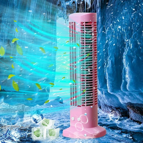 Holloyiver Tower Fan Air Conditioner Fan, 2 Speeds & Low Noise Bladeless Tower Fan With LED Light, Small Fan Desk Fan Usb Powered, Oscillate Fan Bedroom Fans for Cooling And Sleep