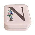 thumbnail image 1 of Holloyiver Travel Jewelry Case Jewelry Box, Travel Essentials Accessories for Women, Ring Necklace Earring Jewelry Holder Organizer Box with Mirror, Birthday Gifts for Mom Grandma Initial N, 1 of 3