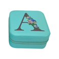 thumbnail image 1 of Holloyiver Travel Jewelry Case Jewelry Box, Travel Essentials Accessories for Women, Ring Necklace Earring Jewelry Holder Organizer Box with Mirror, Birthday Gifts for Mom Grandma Initial A, 1 of 4