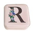 thumbnail image 1 of Holloyiver Travel Jewelry Case Jewelry Box, Travel Essentials Accessories for Women, Ring Necklace Earring Jewelry Holder Organizer Box with Mirror, Birthday Gifts for Mom Grandma Initial R, 1 of 3