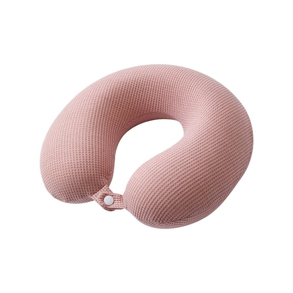 Holloyiver Travel Neck Pillow, Memory Foam Airplane Pillow for Neck and Head Support Soft Portable U Shape Neck Pillow for Plane, Car & Home Office Use (Pink)