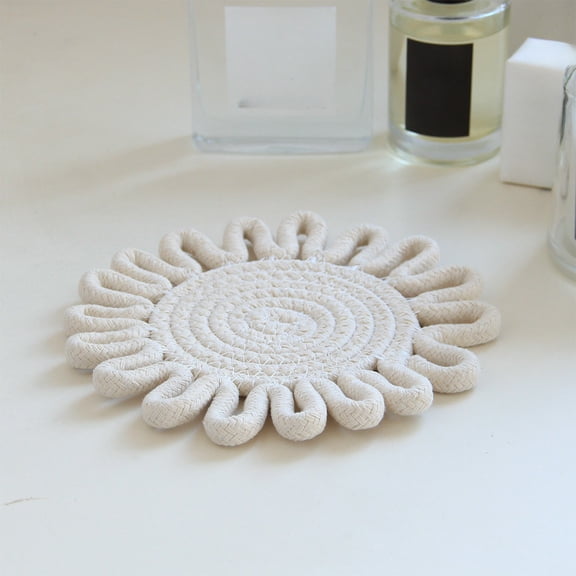 Holloyiver Trivets for Hot Dishes, 7" Hot Pads Kitchen Contton Pot Holders, Trivets for Hot Pots & Pans, Woven Cloth Hot Mats for Kitchen Countertop, Heat Resistant Trivets Mat for Table