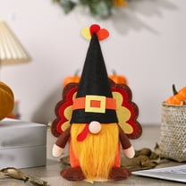 Holloyiver Turkey Fall Thanksgiving Gnomes Plush Decor, Gnome with Pilgrim Hat Tail Fall Thanksgiving Decorations for Home Autumn Farmhouse Tomte Swedish Scandinavian Elf Dolls Table Ornaments