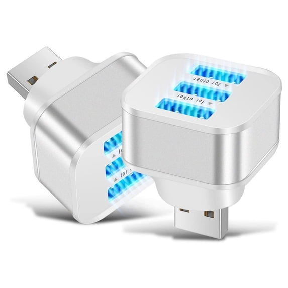 Holloyiver USB Hub for Laptop, 3 Port USB 3.0 Extender Hub, Multiport Adapter, Wireless Extra Multi USB Port Expander USB Splitter for Laptop PC Computer Wireless SSD HDD