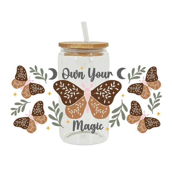 Holloyiver UV DTF Cup Wrap Transfer Sticker for Glass Coffee Cups, Mixed Style Transfer Sticker, DIY Waterproof Clear Film Rub on Transfers Stickers Decals