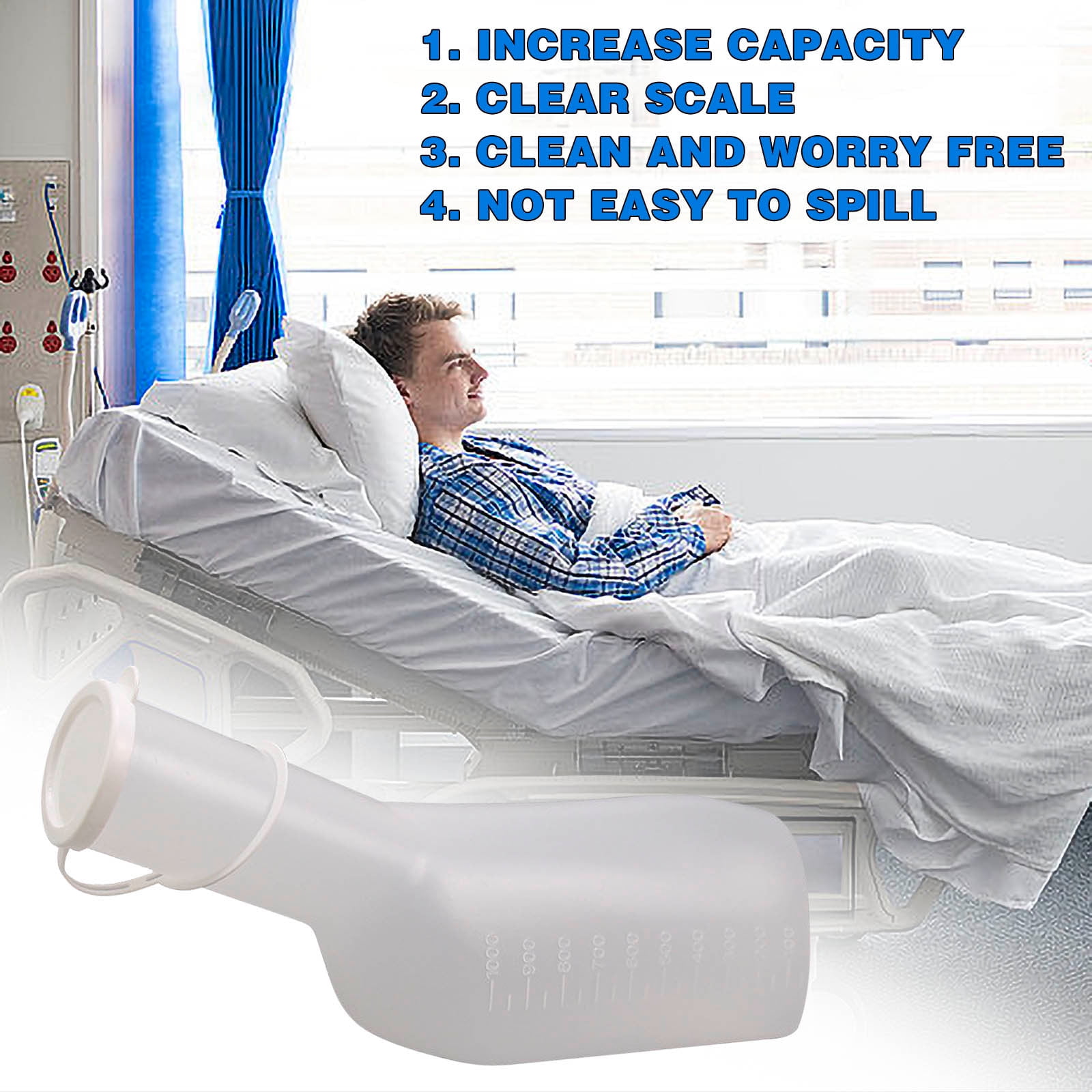 Holloyiver Urinals for Men Portable 32 oz / 1000 ml Bedside Urinal