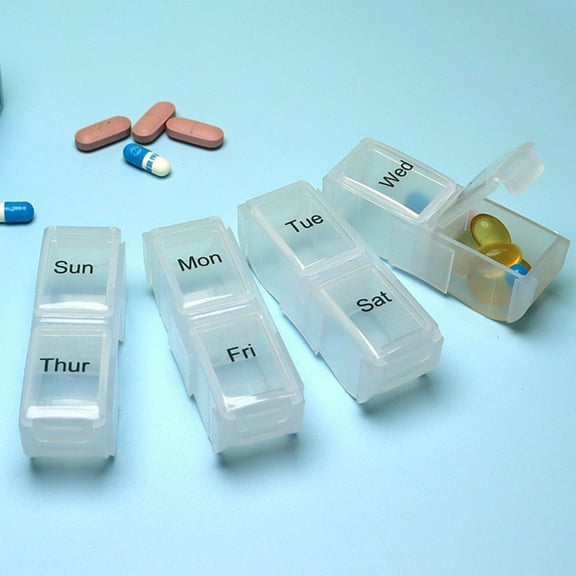 Holloyiver Weekly Pill Organizer, 7 Day 1 Times a Day Pill Box AM PM, Portable Travel Pill Box for Pills/Vitamin/Fish Oil/Supplements, Daily Medicine Organizer Box, BPA Free Pill Case