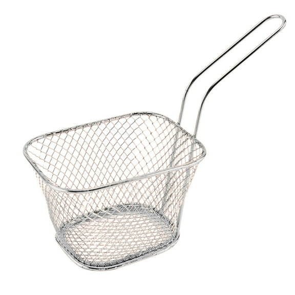Holloyiver Wire Fry Basket, Stainless Steel French Fry Chips Baskets Net, Rectangle Wire Mesh Frying Serving Food Presentation Tableware for Chips, Onion Rings & Chicken Wings (Silver)