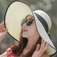 thumbnail image 1 of Holloyiver Women Big Sun Floppy Wide Hats New Bowknot Folding Beach Cap, 1 of 4