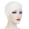 thumbnail image 1 of Holloyiver Women Solid India Hat Muslim Ruffle Chemo Beanie Turban Wrap Scarf Cap, 1 of 2