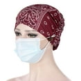 thumbnail image 1 of Holloyiver Women With Buttons India Hat Muslim Cancer Chemo Hat Beanie Wrap Cap, 1 of 1