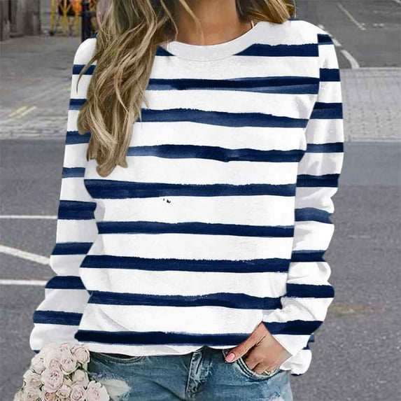 Holloyiver Women's Casual Crew Neck Sweatshirt Loose Soft Long Sleeve Pullover Tops