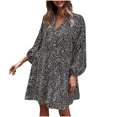 thumbnail image 1 of Holloyiver Women’s Dresses Summer 2023 Casual Loose Buttons Leopard Print Lantern Sleeve Printing Long Sleeve V-Neck Dress S-XL, 1 of 8