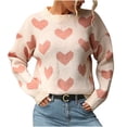 thumbnail image 1 of Holloyiver Women's Knitted Crop Tops Fashion Long Sleeves Round Neck Color Matching Loose Tops Blouse Knitted Sweater Pullover Jumper Sweaters, 1 of 6
